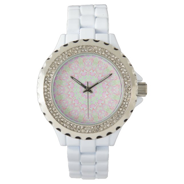 Boho Hippie Eclectic Funky Kleurrijke Pastel Manda Horloge (Voorkant)