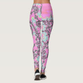Boho Hippie Eenhoorn Pastel Mandelbrot Fractal Leggings (Achterkant)