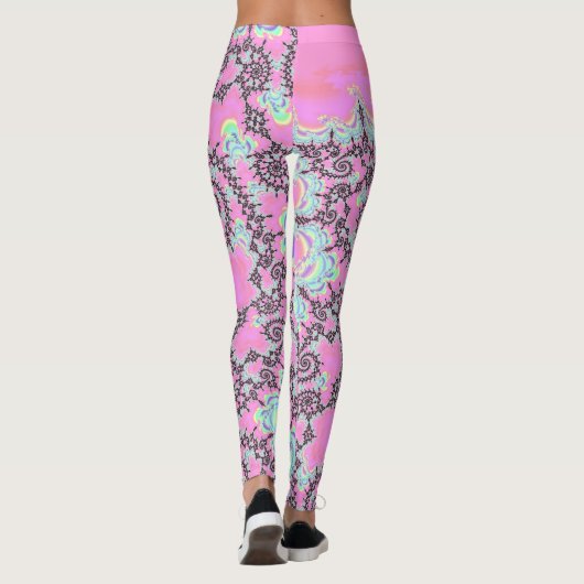Boho Hippie Eenhoorn Pastel Mandelbrot Fractal Leggings (Achterkant)