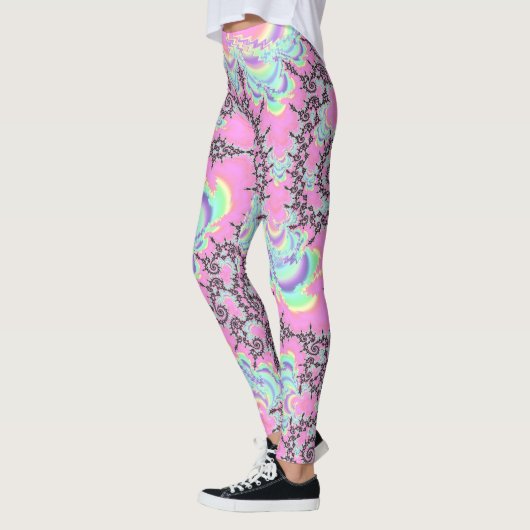 Boho Hippie Eenhoorn Pastel Mandelbrot Fractal Leggings (Links)