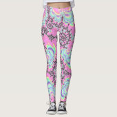 Boho Hippie Eenhoorn Pastel Mandelbrot Fractal Leggings (Voorkant)