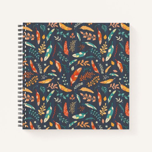 Boho Hippie Feather Pattern Notitieboek (Voorkant)