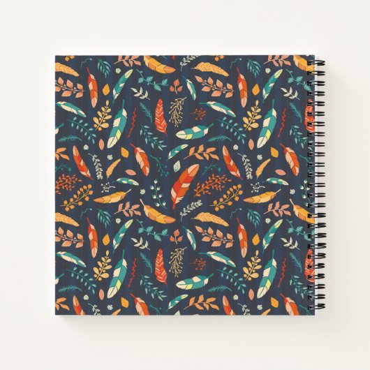 Boho Hippie Feather Pattern Notitieboek (Achterkant)