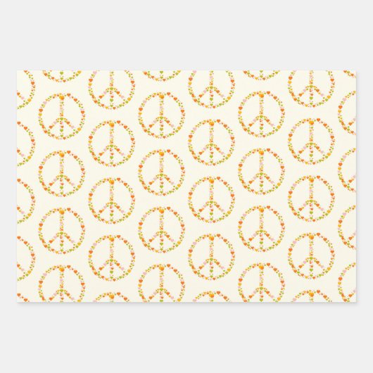 Boho Hippie Floral Peace Sign Pattern in Yellow Inpakpapier Vel (Voorkant 2)