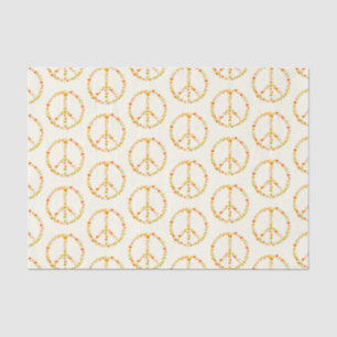 Boho Hippie Floral Peace Sign Pattern in Yellow Tissuepapier