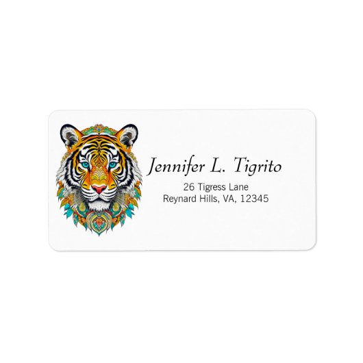Boho Hippie Floral Year of the Tiger Art Etiket (Voorkant)