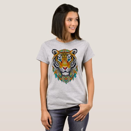 Boho Hippie Floral Year of the Tiger Art T-shirt (Voorkant volledig)