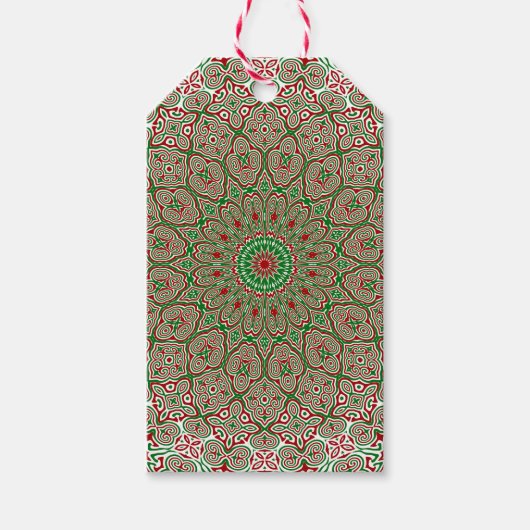 Boho Hippie Funky Trippy  Kerst Mandala Cadeaulabel (Voorkant)