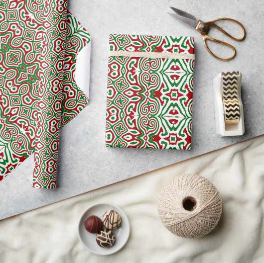 Boho Hippie Funky Trippy Kerst Mandala Cadeaupapier (Crafts)