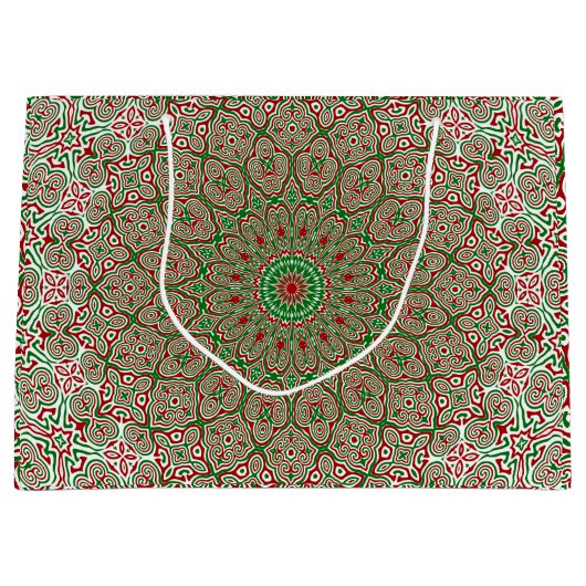 Boho Hippie Funky Trippy  Kerst Mandala Groot Cadeauzakje (Voorkant)