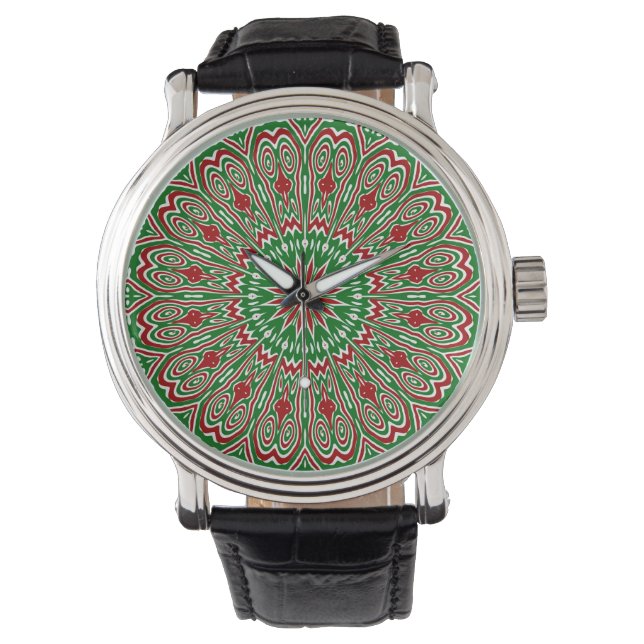 Boho Hippie Funky Trippy  Kerst Mandala Horloge (Voorkant)