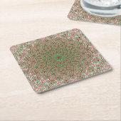 Boho Hippie Funky Trippy Kerst Mandala Kartonnen Onderzetters (Schuin)