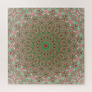 Boho Hippie Funky Trippy  Kerst Mandala Legpuzzel