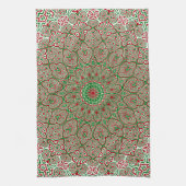 Boho Hippie Funky Trippy  Kerst Mandala Theedoek (Verticaal)