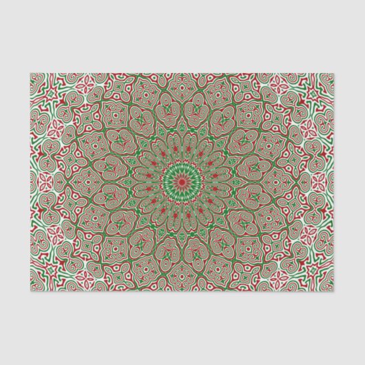 Boho Hippie Funky Trippy Kerst Mandala Tissuepapier (Voorkant)