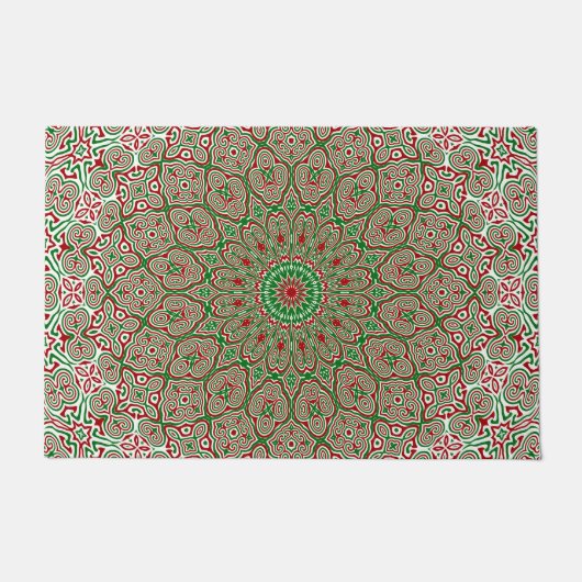 Boho Hippie Funky Trippy Sieraad Kerst Mandala  Deurmat (Voorkant)