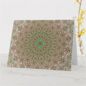 Boho Hippie Funky Trippy Versierde Kerst Mandala Kaart (Gele Bloem)