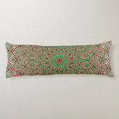 Boho Hippie Funky Trippy Weelderige Kerst Mandala Lichaamskussen (Achterkant)