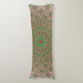 Boho Hippie Funky Trippy Weelderige Kerst Mandala Lichaamskussen (Voorkant Verticaal)