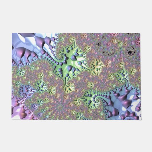 Boho Hippie Groovy Glimmende Kleurrijke Regenboog  Deurmat (Voorkant)