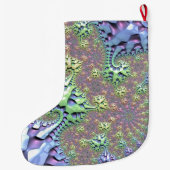 Boho Hippie Groovy Glimmende Kleurrijke Regenboog  Grote Kerstsok (Achterkant)