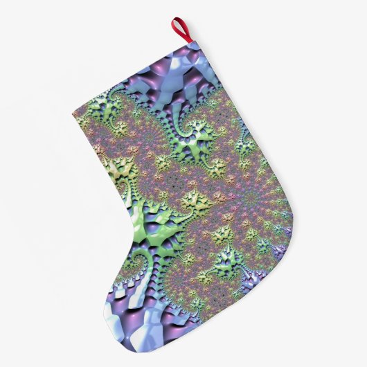 Boho Hippie Groovy Glimmende Kleurrijke Regenboog Grote Kerstsok (Achterkant (Hangend))