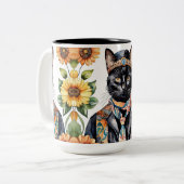 Boho Hippie Kat met Sjaal 15 oz Mok (Voorkant links)