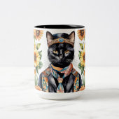 Boho Hippie Kat met Sjaal 15 oz Mok (Center)