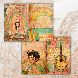 Boho Hippie Kleurrijke Dieren Junk Journal Paper