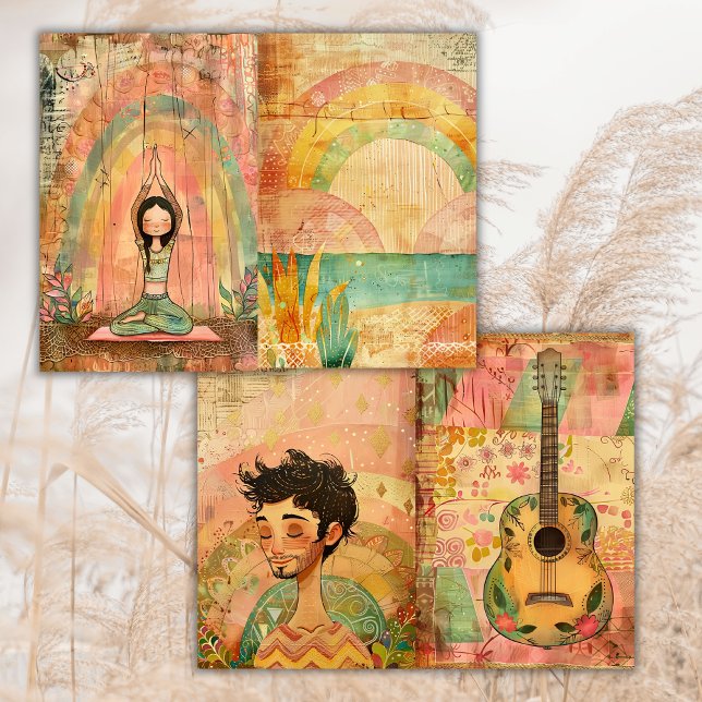 Boho Hippie Kleurrijke Dieren Junk Journal Paper (Creator heeft geüpload)
