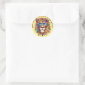 Boho Hippie Lion Shades Ronde Sticker (Tas)