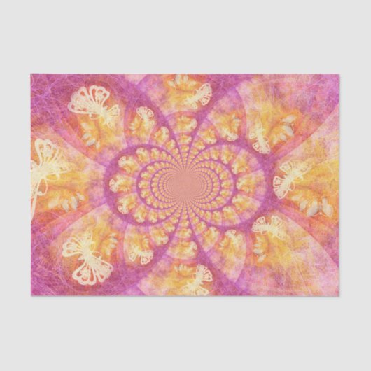 Boho Hippie Paars Gold Kaleidoscope Butterflies Tissuepapier (Voorkant)