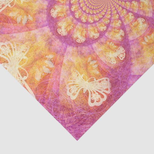 Boho Hippie Paars Gold Kaleidoscope Butterflies Tissuepapier (Detail)