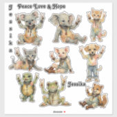 Boho Hippie Peace Baby Dieren Aangepast Personalis Sticker (Vel)