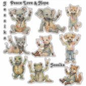 Boho Hippie Peace Baby Dieren Aangepast Personalis Sticker (Voorkant)