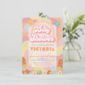 Boho Hippie Rainbow Floral Baby shower Uitnodiging (Staand voorkant)