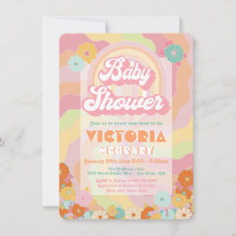 Boho Hippie Rainbow Floral Baby shower Uitnodiging