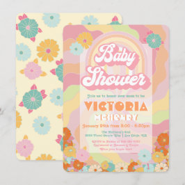 Boho Hippie Rainbow Floral Baby shower Uitnodiging