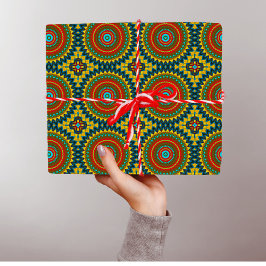 Boho Hippie Red Yellow Blue  Tribal Ethnic Cadeaupapier