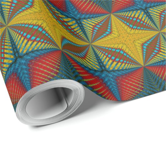 Boho Hippie Red Yellow Blue  Tribal Ethnic Cadeaupapier (Rol Hoek)