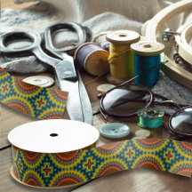 Boho Hippie Red Yellow Blue  Tribal Ethnic