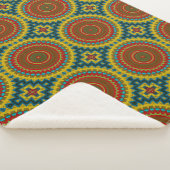 Boho Hippie Red Yellow Blue  Tribal Ethnic Sherpa Deken (3/4)