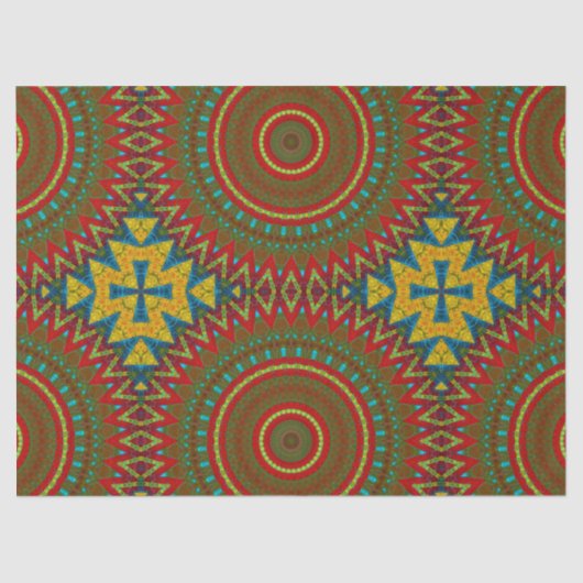 Boho Hippie Red Yellow Blue  Tribal Ethnic Tissuepapier (Voorkant)