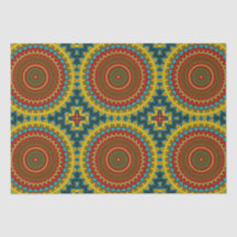 Boho Hippie Red Yellow Blue  Tribal Ethnic