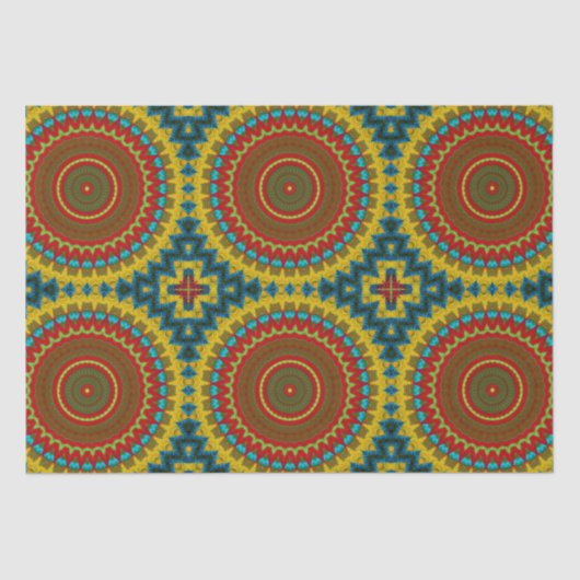 Boho Hippie Red Yellow Blue Tribal Ethnic Tissuepapier (Voorkant)