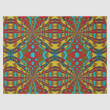 Boho Hippie Red Yellow Blue  Tribal Ethnic