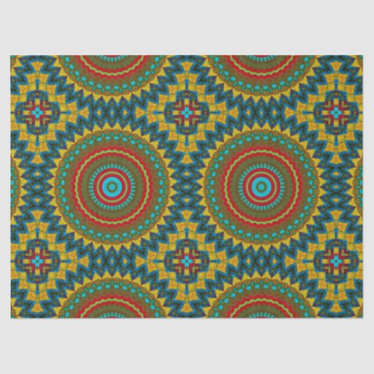 Boho Hippie Red Yellow Blue  Tribal Ethnic Tissuepapier (Voorkant)