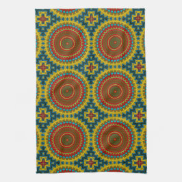 Boho Hippie Rood Geel Blauw Vintage Stam Ethnisch Theedoek