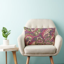 Boho Hippie Roze/Groen/Paarse Bloemen Paisley Kussen