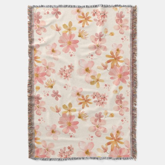 Boho hippie rustic aardse natuurlijke bloemen deken (Voorkant Verticaal)